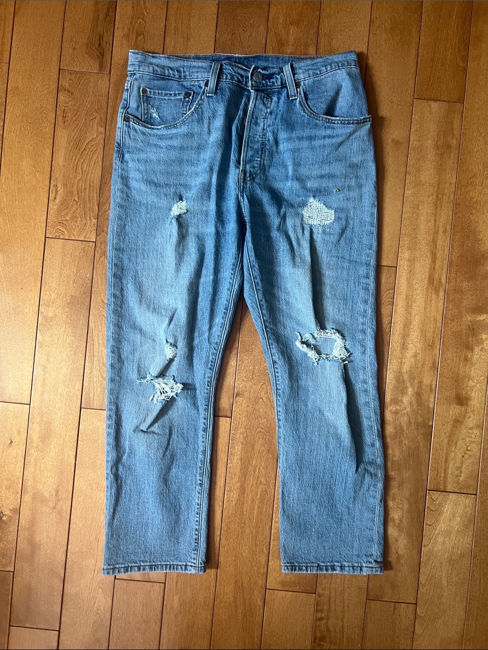 Levi's Light Blue Distressed Women's Straight Jeans